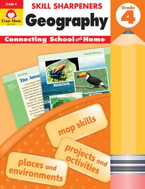 Cover for Evan Moor · Evan-Moor Skill Sharpeners Geography, Grade 4 Activity Book - Supplemental At-Home Resource Geography Skills Workbook (Taschenbuch) (2018)