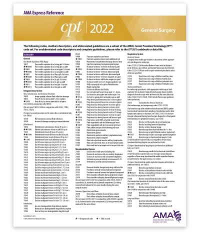 Cover for American Medical Association · CPT Express Reference Coding Card 2022: General Surgery (Map) (2021)