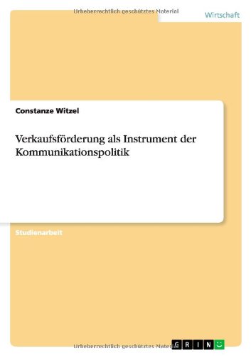 Cover for Witzel · Verkaufsförderung als Instrument (Book) [German edition] (2012)