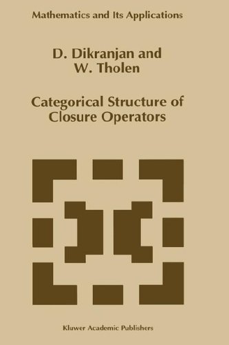 Cover for Dikran N. Dikranjan · Categorical Structure of Closure Operators: with Applications to Topology, Algebra, and Discrete Mathematics - Mathematics and Its Applications (Hardcover bog) (1995)