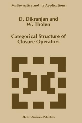 Categorical Structure of Closure Operators: with Applications to Topology, Algebra, and Discrete Mathematics - Mathematics and Its Applications - Dikran N. Dikranjan - Bøger - Kluwer Academic Publishers - 9780792337720 - 31. oktober 1995