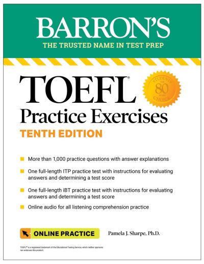 Cover for Pamela J. Sharpe · TOEFL Practice Exercises with Online Audio, Tenth Edition - Barron's Test Prep (Paperback Book) [Tenth edition] (2024)