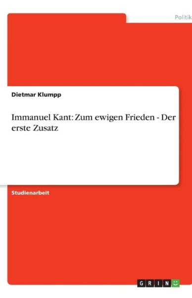 Cover for Klumpp · Immanuel Kant: Zum ewigen Friede (Book) [German edition] (2013)