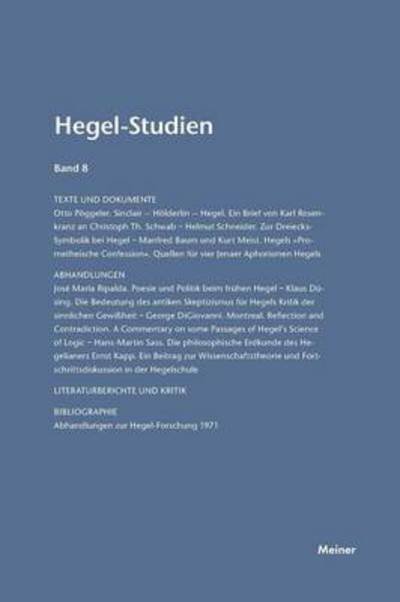 Cover for Otto Poeggeler · Hegel-Studien / Hegel-Studien Band 8 (Taschenbuch) (1973)