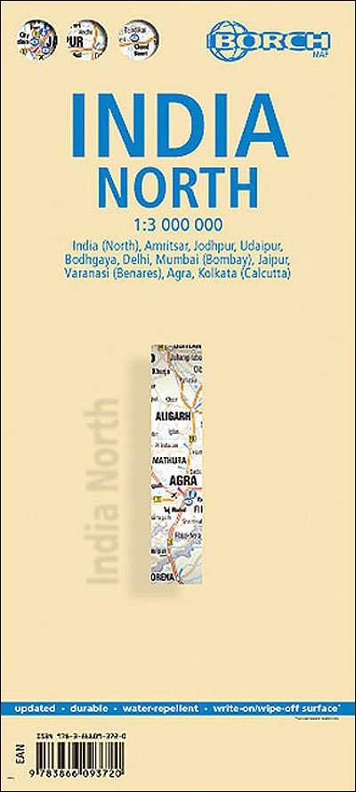 Cover for Borch GmbH · India North, Nordindien, Borch Map: India North, Amritsar, Jodhpur, Udaipur, Bodhgaya, Delhi, Mumbai (Bombay), Jaipur, Varanasi (Benares), Agra, Kolkata (Calcutta) - Borch Map (Map) [Aktualisierte Auflage edition] (2017)