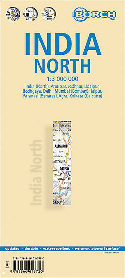 India North, Nordindien, Borch Map: India North, Amritsar, Jodhpur, Udaipur, Bodhgaya, Delhi, Mumbai (Bombay), Jaipur, Varanasi (Benares), Agra, Kolkata (Calcutta) - Borch Map - Collectif - Libros - Borch GmbH - 9783866093720 - 19 de abril de 2024