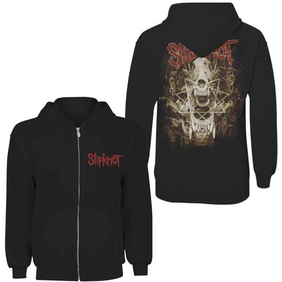 Slipknot Unisex Zipped Hoodie: Skull Teeth (Back Print) - Slipknot - Fanituote - Bravado - 5023209780721 - tiistai 27. tammikuuta 2015