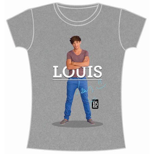 Cover for One Direction · One Direction Ladies T-Shirt: Louis Standing Pose (Skinny Fit) (T-shirt) [size S] [Grey - Ladies edition] (2013)