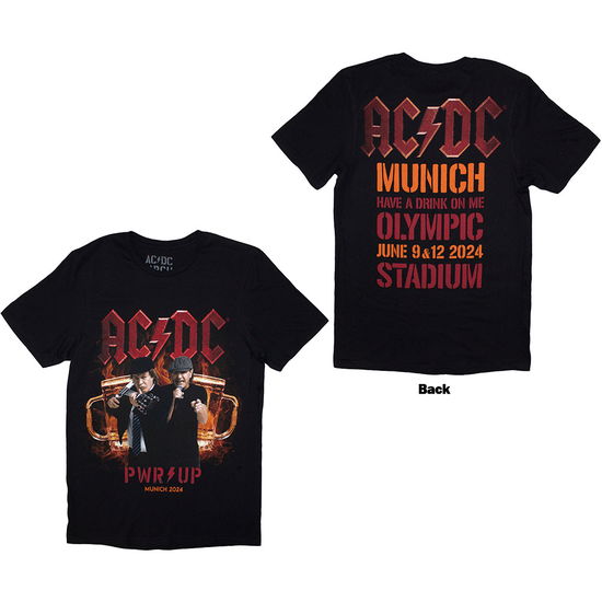 Cover for AC/DC · AC/DC Unisex T-Shirt: PWR-UP Munich '24 (Black) (Back Print &amp; Ex-Tour) (T-shirt) [size S] (2024)