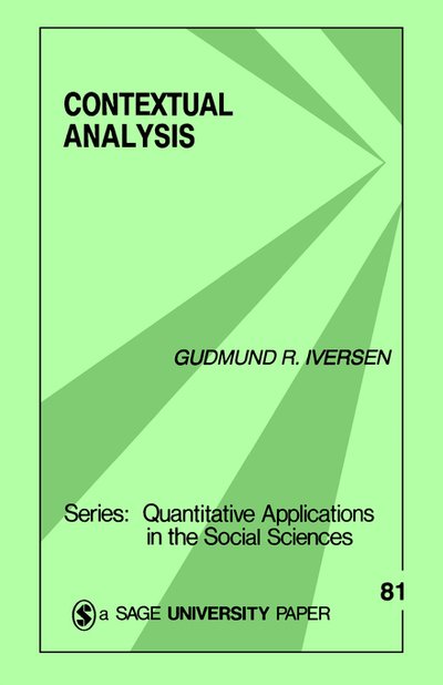 Cover for Gudmund R. Iversen · Contextual Analysis - Quantitative Applications in the Social Sciences (Paperback Book) (1991)