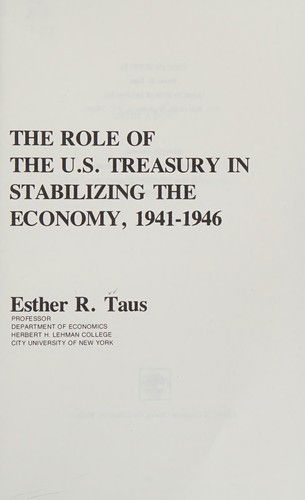 Cover for Taus · Role United St Treas Stab CB (Book) (1981)