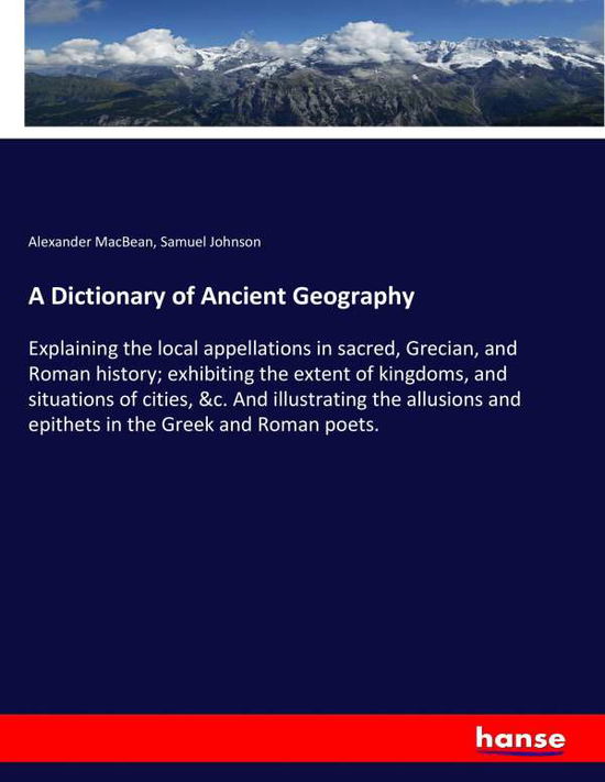 Cover for MacBean · A Dictionary of Ancient Geograp (Book) (2017)