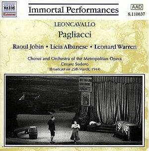 Leoncavallo: I Pagliacci - Raoul Jobin - Música - Naxos Historical - 0636943103722 - 15 de fevereiro de 1999