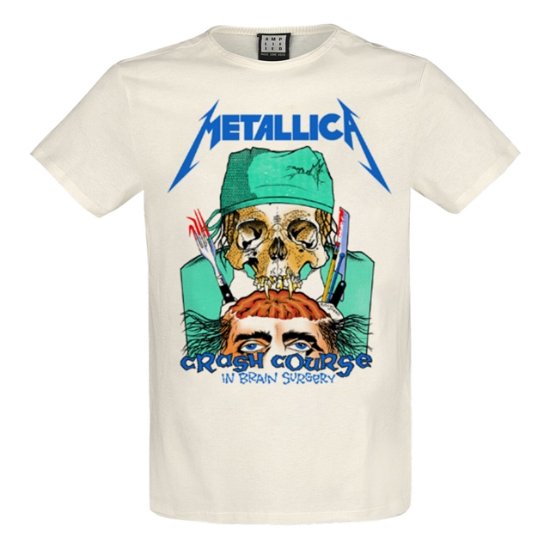 Metallica-Crash Course In Brain Surgery Amplified Vintage White Large T Shirt - Metallica - Mercancía - AMPLIFIED - 5054488588722 - 1 de diciembre de 2023
