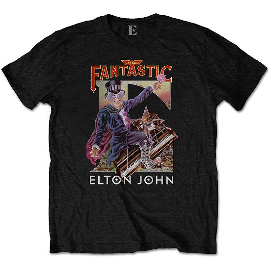 Cover for Elton John · Elton John Unisex T-Shirt: Captain Fantastic (T-shirt) [size S] [Black - Unisex edition]