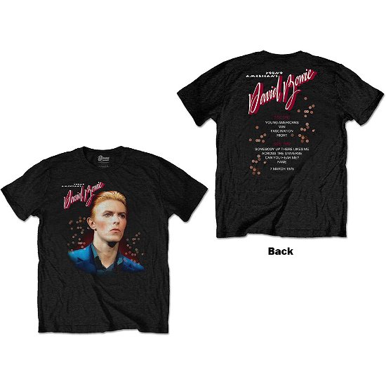 David Bowie Unisex T-Shirt: Young Americans (Back Print) - David Bowie - Koopwaar -  - 5056368697722 - 