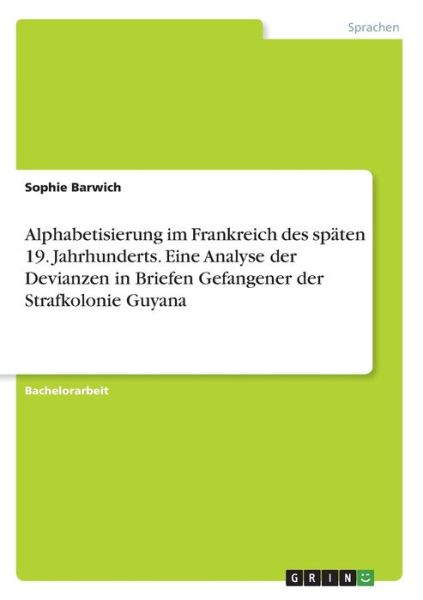 Cover for Barwich · Alphabetisierung im Frankreich (Book)