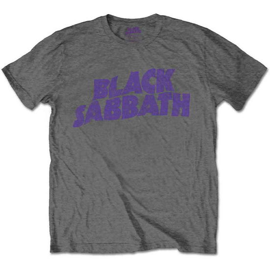 Black Sabbath Kids T-Shirt: Wavy Logo (Charcoal Grey) (9-10 Years) - Black Sabbath - Produtos - - 5056368632723 - 3 de agosto de 2020