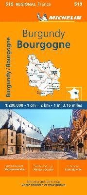 Burgundy - Michelin Regional Map 519 - Michelin - Livros - Michelin Editions des Voyages - 9782067258723 - 19 de janeiro de 2023