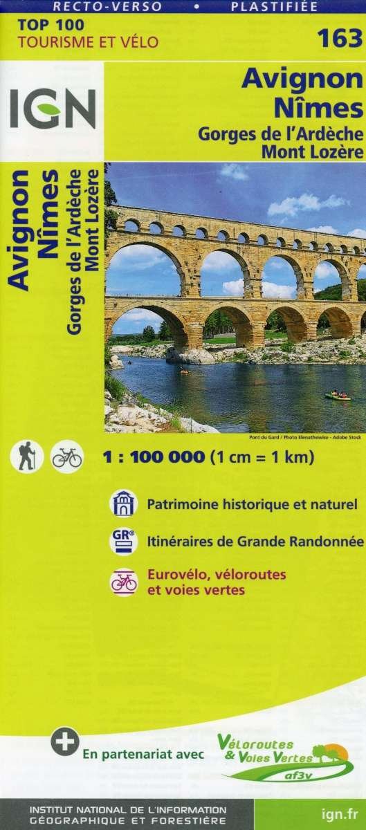 Cover for Ign · IGN TOP100: TOP100: 163 Avaignon - Nimes: Gorges de L'Areche, Mont Lozere (Inbunden Bok) (2019)