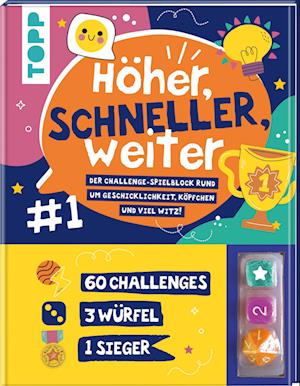 Höher, schneller, weiter! Der Challenge-Spieleblock mit 3 Würfeln - Frechverlag - Books - Frech - 9783735891723 - October 15, 2024