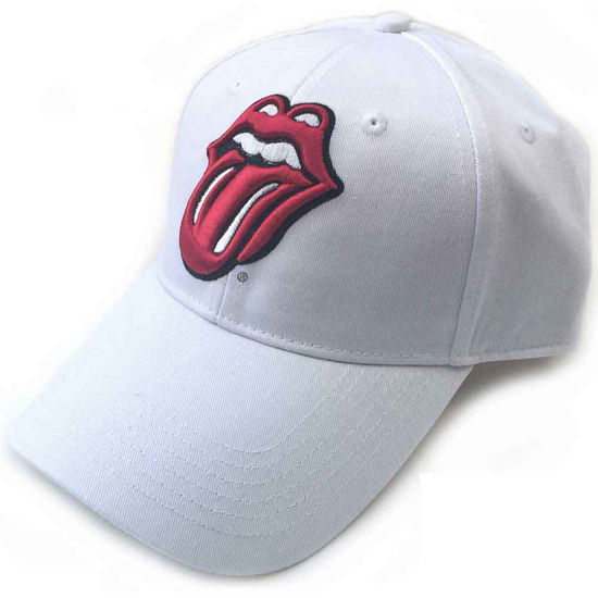 The Rolling Stones Unisex Baseball Cap: Classic Tongue (White) - The Rolling Stones - Mercancía - Bravado - 5056170621724 - 