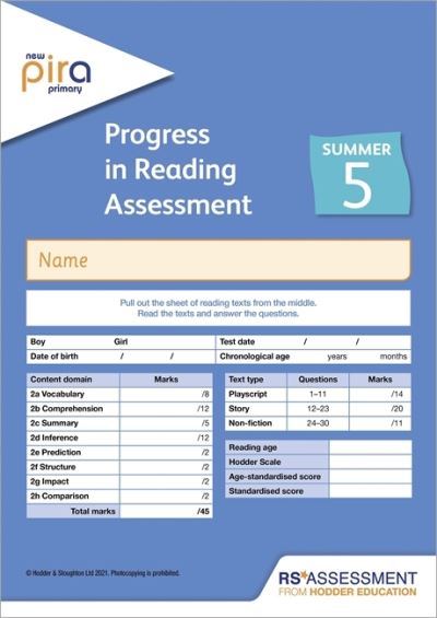 Cover for Colin McCarty · New PiRA Test 5, Summer PK10 (Progress in Reading Assessment) (Print) (2021)