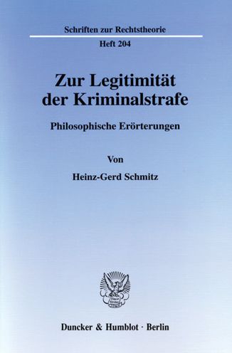 Cover for H. Schmitz · Legitimität d.Kriminalstrafe (Book) (2001)