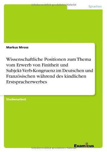 Cover for Mross · Wissenschaftliche Positionen zum (Paperback Book) [German edition] (2012)