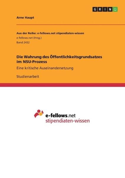 Cover for Haupt · Die Wahrung des Öffentlichkeitsgr (Book)