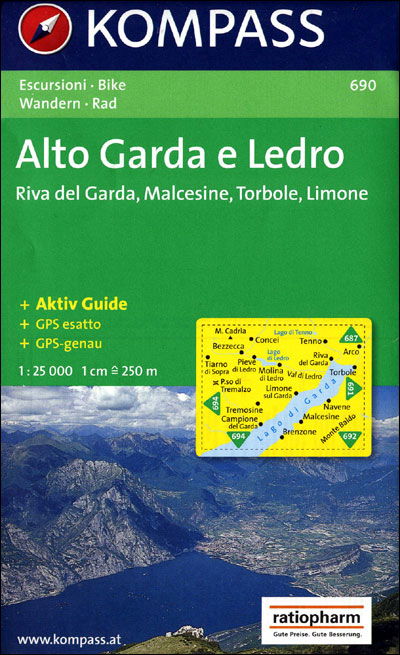 Alto Garda e Ledro, Kompass Wanderkarte 690 1:25 000 - Mair-Dumont / Kompass - Książki - Kompass - 9783854917724 - 1 grudnia 2002