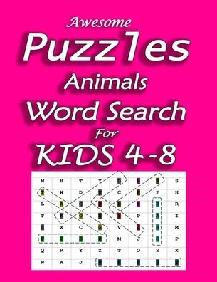 Cover for Group Art Puzzles · Awesome Puzzles Animals Word Search For Kids 4-8 (Pocketbok) (2020)