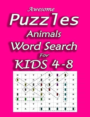 Cover for Group Art Puzzles · Awesome Puzzles Animals Word Search For Kids 4-8 (Paperback Book) (2020)