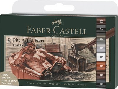 Faber-castell - India Ink Pitt Artist Pen Classical (8 Pcs) (167172) - Faber - Merchandise - Faber-Castell - 4005401671725 - 
