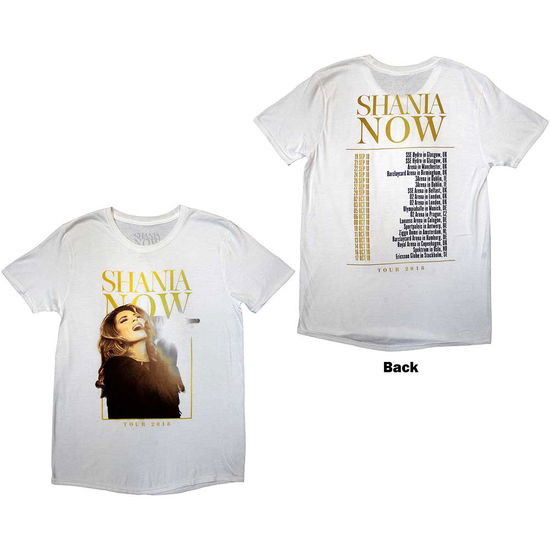 Cover for Shania Twain · Shania Twain Unisex T-Shirt: Tour 2018 Mic Photo (White) (Back Print &amp; Ex-Tour) (T-shirt) [size S] (2024)