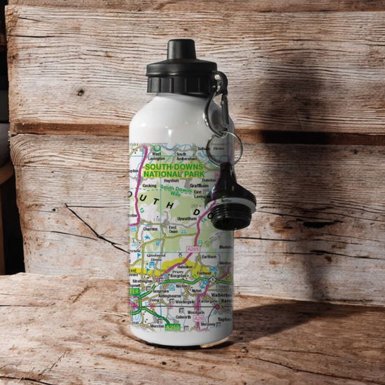 Cover for OS Map 600ml Metal Water Bottle - South Downs National Park (MERCH) (2025)