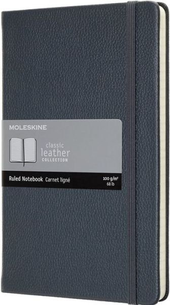 Cover for Moleskine · Moleskine Leather Notebook Large Ruled Hard Cover Avio Blue (5 X 8.25) (Book) (2018)