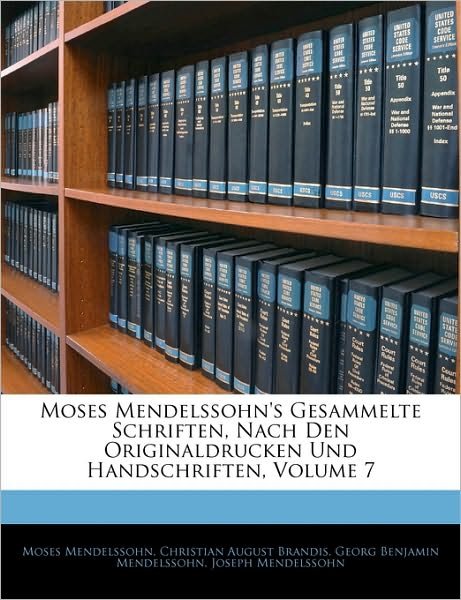 Cover for Mendelssohn · Moses Mendelssohn's gesamme (Bok)