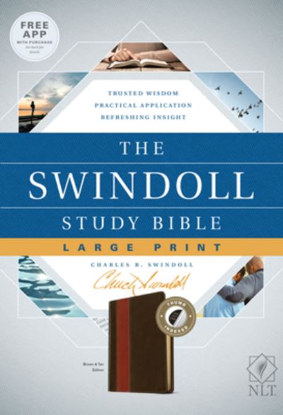 Cover for Charles R. Swindoll · NLT Swindoll Study Bible, Large Print, Brown, Indexed, The (Leather Book) (2018)