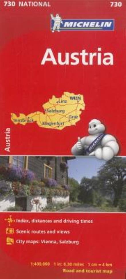 Austria - Michelin National Map 730 - Michelin - Livros - Michelin Editions des Voyages - 9782067171725 - 19 de janeiro de 2023