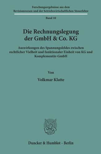 Cover for Klatte · Die Rechnungslegung der GmbH &amp; C (Book) (1991)