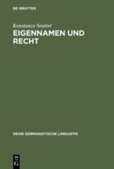 Cover for Konstanze Seutter · Eigennamen und Recht (Book) (1996)
