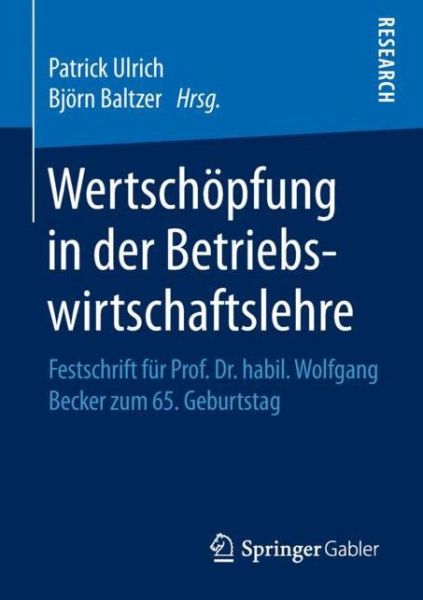 Cover for Wertschoepfung in der Betriebswirtschaftslehre (Book) [1. Aufl. 2019 edition] (2018)