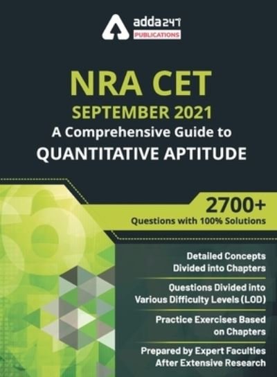 A Comprehensive Guide to Quantitative Aptitude for NRA CET Exam - Adda247 - Boeken - Metis Eduventures pvt ltd - 9789389924725 - 25 februari 2020