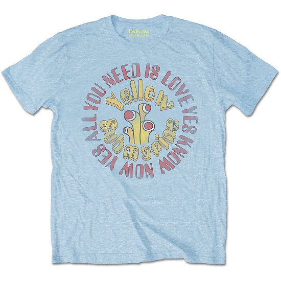 Cover for The Beatles · The Beatles Unisex T-Shirt: Yellow Submarine All You Need Is Love Circle Vintage (T-shirt) [size M] [Blue - Unisex edition]