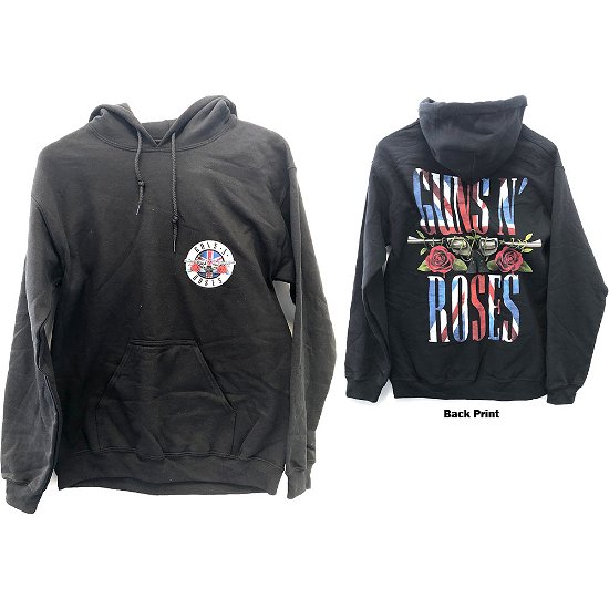 Guns N' Roses Unisex Pullover Hoodie: UK Bullet Seal (Back Print & Ex-Tour) - Guns N' Roses - Merchandise -  - 5056368615726 - 