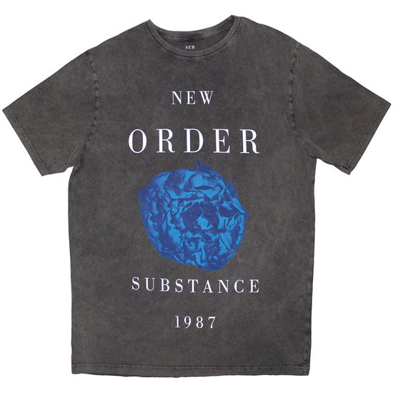 Cover for New Order · New Order Unisex Stone Wash T-Shirt: Substance 1987 (Charcoal Grey) (T-shirt) [size S] (2025)