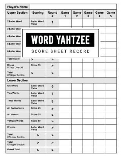 Cover for Bg Publishing · Word Yahtzee Score Record (Taschenbuch) (2018)