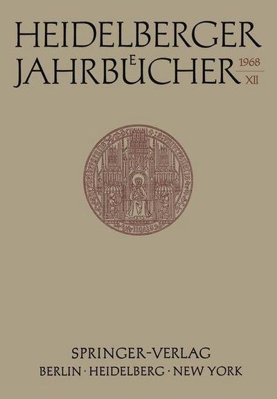 Cover for H Schipperges · Heidelberger Jahrbucher (Taschenbuch) [German edition] (1968)