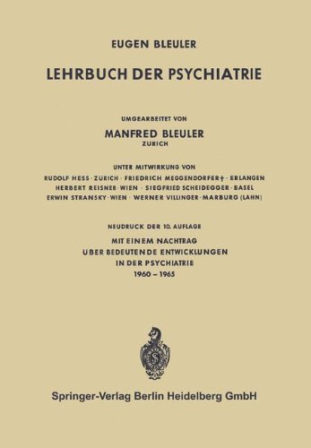 Cover for Eugen Bleuler · Lehrbuch Der Psychiatrie (Paperback Book) [10th 10. Aufl. 1966. Softcover Reprint of the Orig edition] (1966)